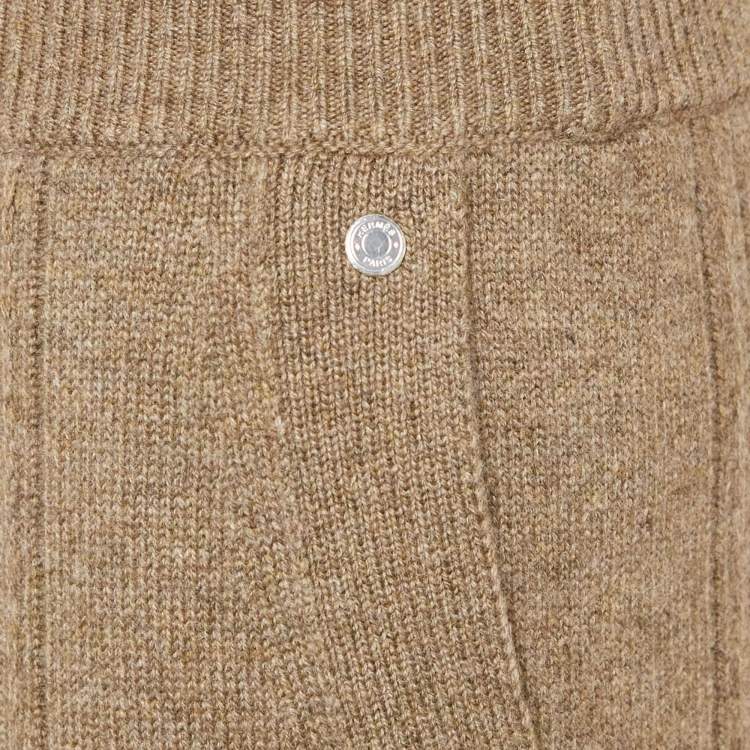 Pre Owned Hermes Olive Green Cashmere Knit Trousers S