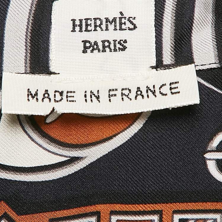 مملوكة مسبقًا Hermes Navy Blue Printed Silk Carré en Boucles Shirt Dress M