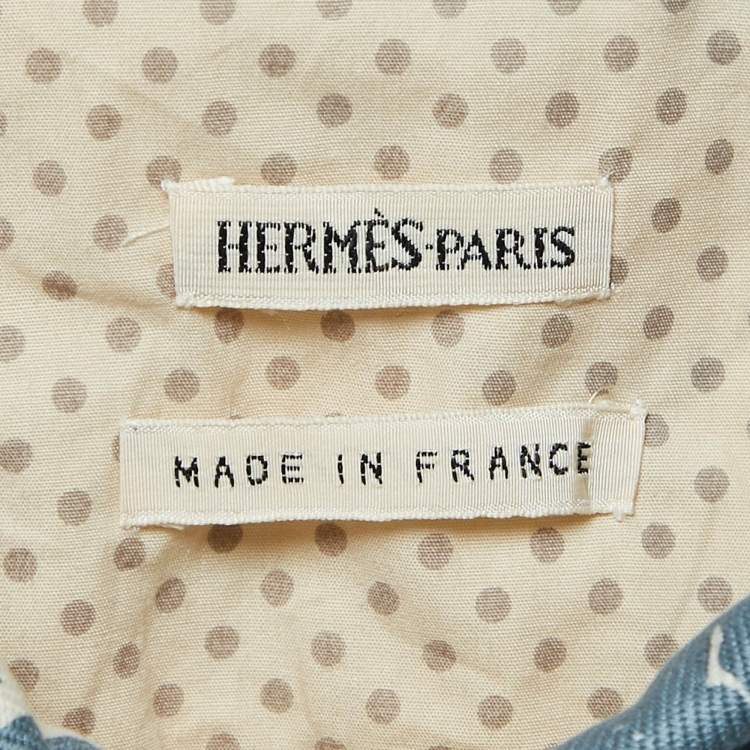 Pre Owned Hermès White/Blue Paint Splatter Print Denim Vest M
