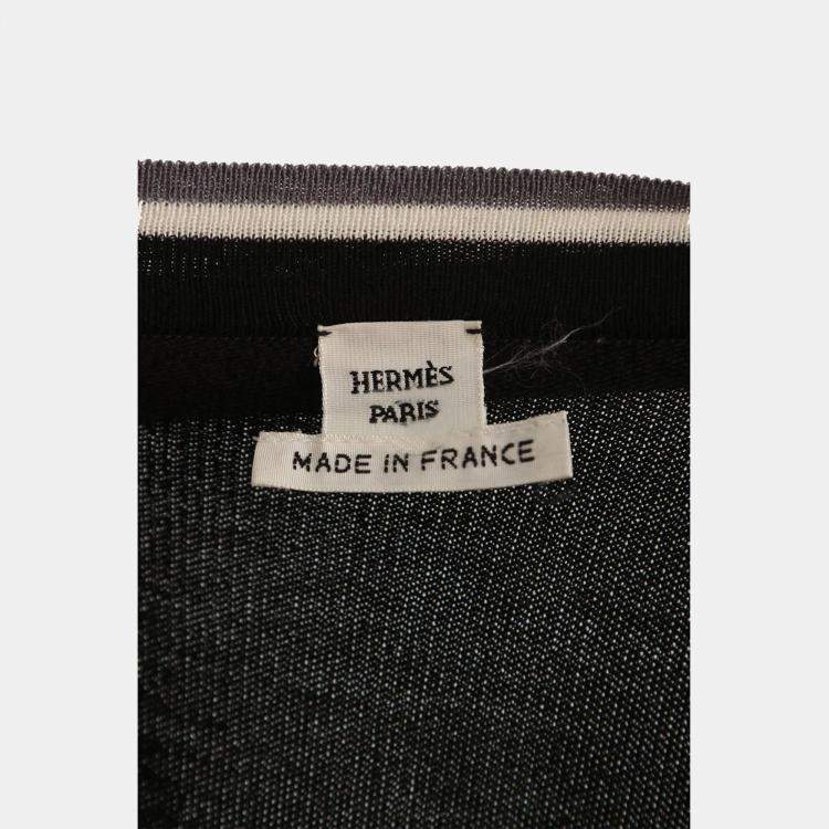 Pre Owned Hermes Black/White Silk, Cotton Cashmere Silk Sweater FR Women 34