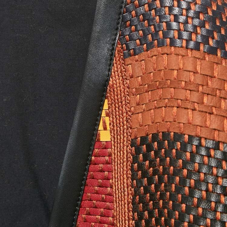Pre Owned Hermès Multicolor Patterned Leather Long Jacket S