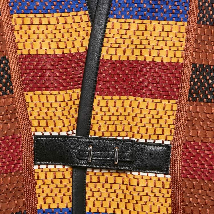 Pre Owned Hermès Multicolor Patterned Leather Long Jacket S