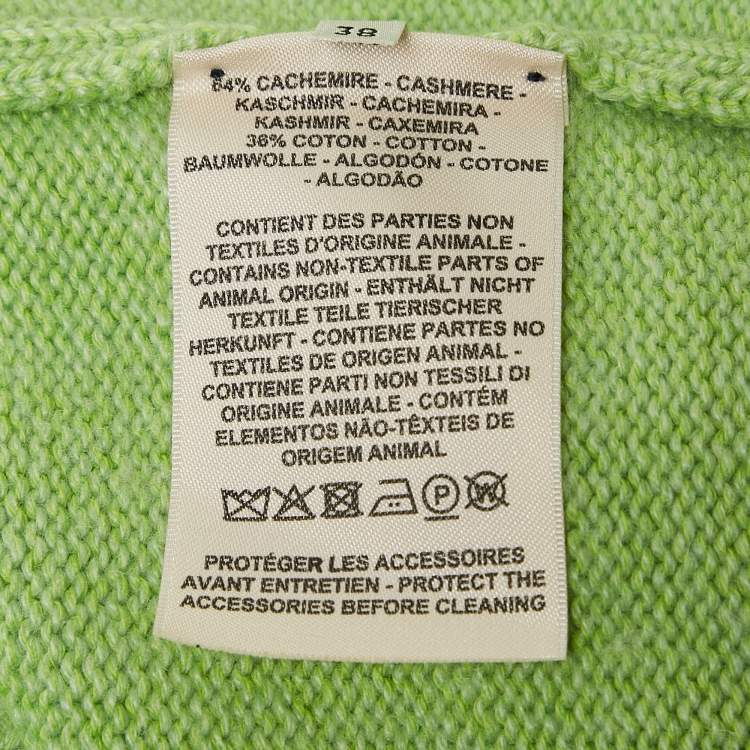 Pre Owned Hermes Green Cashmere Blend Button Front Cardigan M