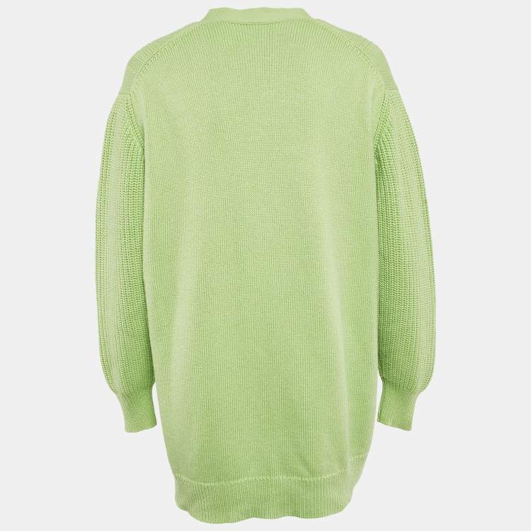 Pre Owned Hermes Green Cashmere Blend Button Front Cardigan M