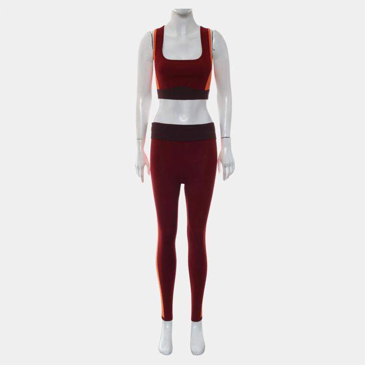 Pre Owned Hermes Red Yoga Set XS
