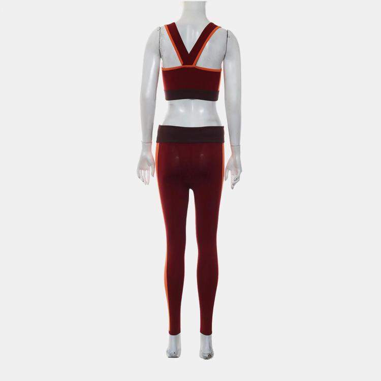 Pre Owned Hermes Red Yoga Set XS