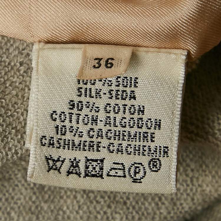 Pre Owned Hermes Grey/Multicolor Geometric Print Silk and Cotton Knit Top S