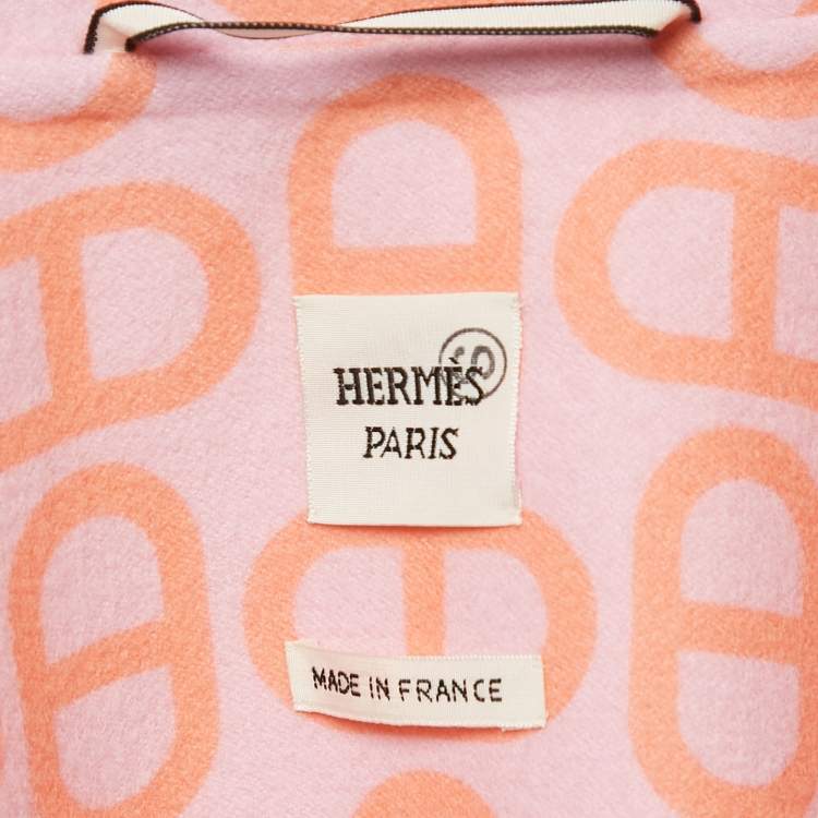 Pre Owned Hermes Light Orange Wool Belted Sleeveless Overcoat M