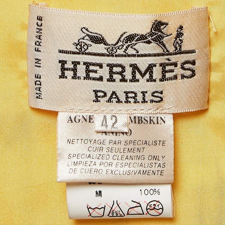 Pre Owned Hermes Black/Yellow Printed Crepe and Leather Vest L