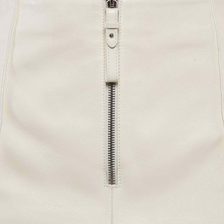 Pre Owned Hermès Off White Leather Shorts S
