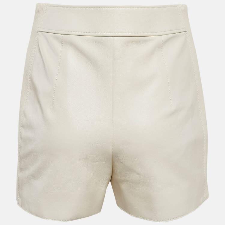 Pre Owned Hermès Off White Leather Shorts S