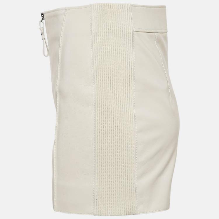Pre Owned Hermès Off White Leather Shorts S