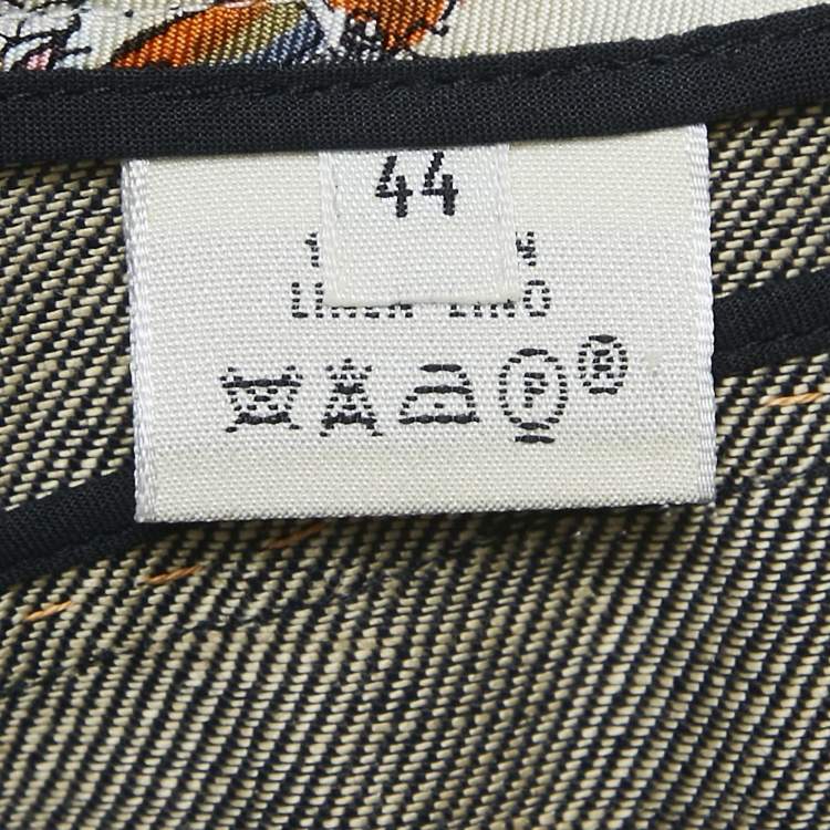 Pre Owned Hermes Blue Linen Wide Leg Pants M