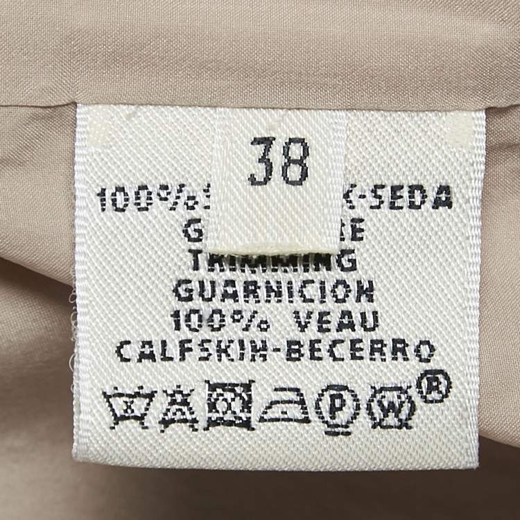 Pre Owned Hermès Beige Silk Belted Coat M