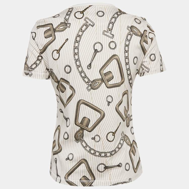 Pre Owned Hermes Cream Effet Kaleidoscope Print Jersey T-Shirt M