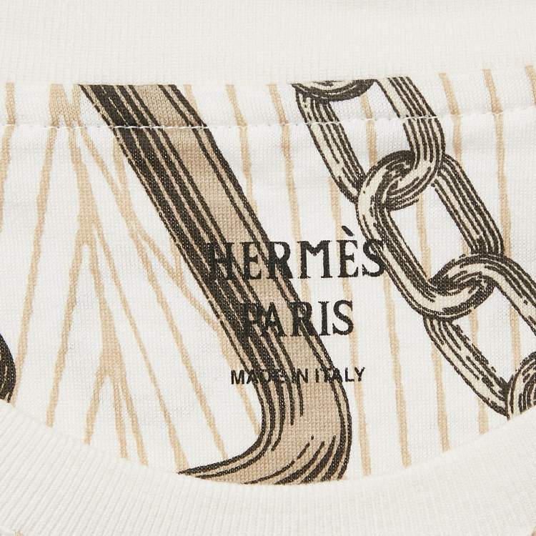 Pre Owned Hermes Cream Effet Kaleidoscope Print Jersey T-Shirt M