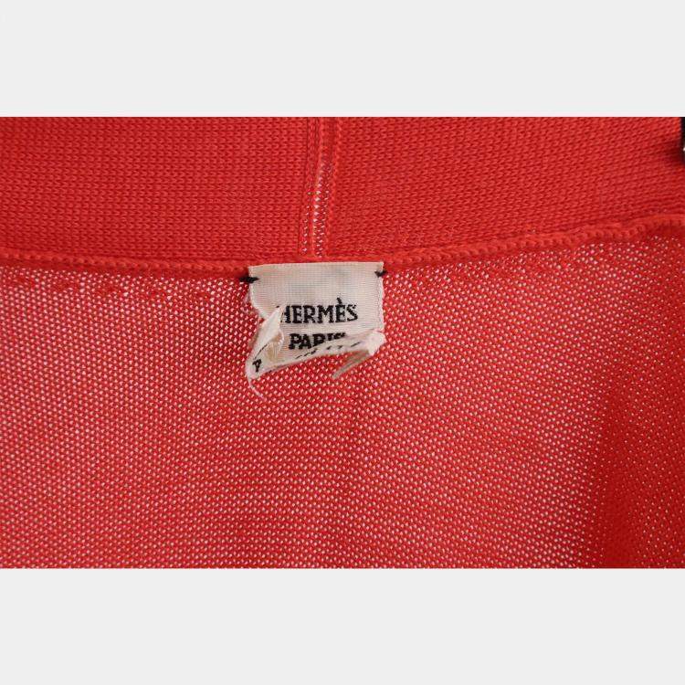 Pre Owned Hermes Orange Cotton Silk Buttoned Up Cardigan Dress FR Women 34