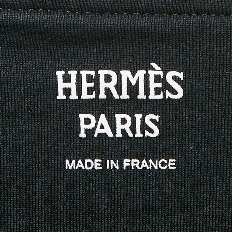 مملوكة مسبقًا Hermes Black Jersey Embroidered Pocket T-Shirt S