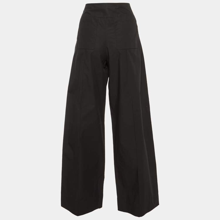 Pre Owned Hermes Black Cotton Wide Leg Pants M