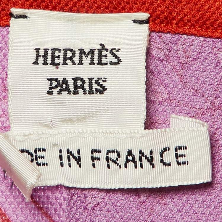 Pre Owned Hermes Purple/Orange Printed Silk Button Front Shirt S