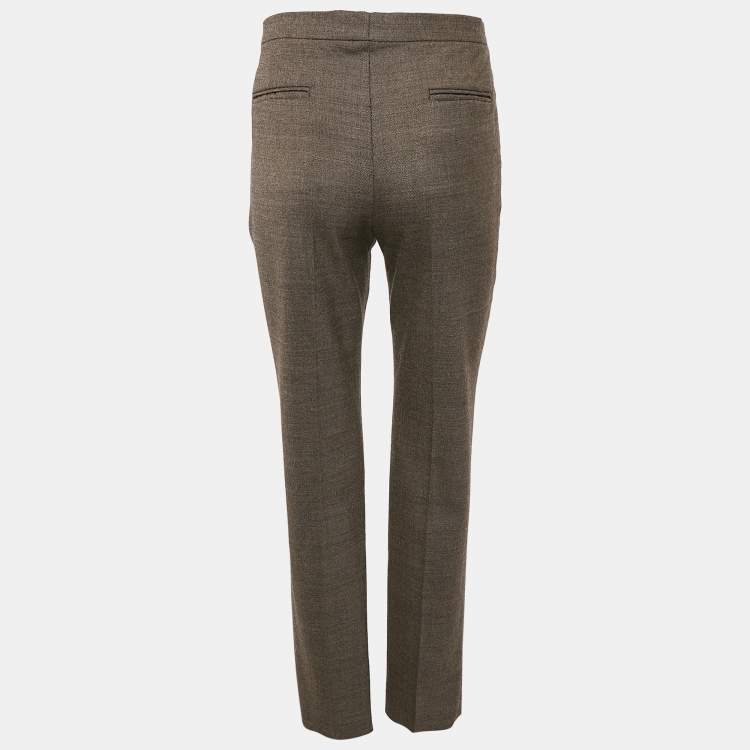 Pre Owned Hermes Brown Patterned Wool Trousers M