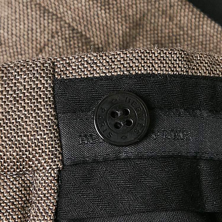 Pre Owned Hermes Brown Patterned Wool Trousers M