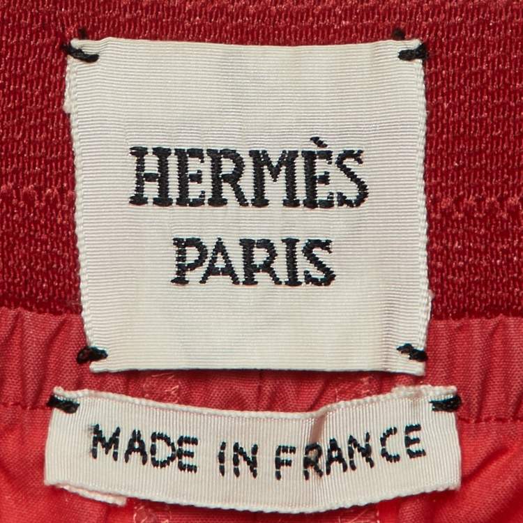 Pre Owned Hermès Coral Red Cotton Wide Leg Trousers