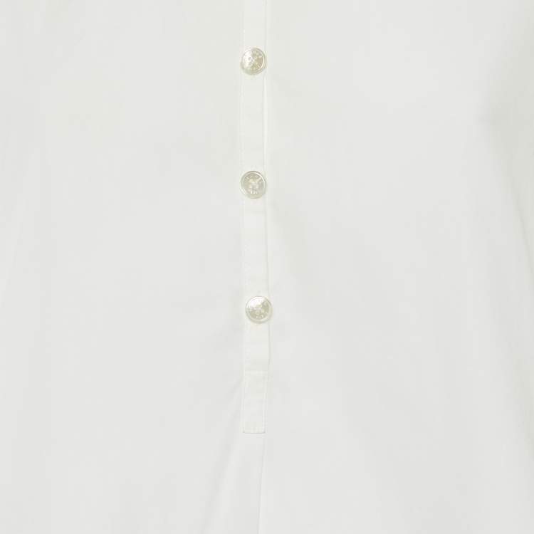 Pre Owned Hermes White Cotton Paneled Shirt Dress M