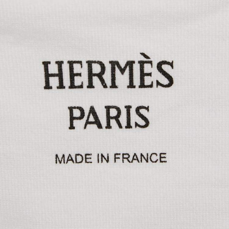 مملوكة مسبقًا Hermes White Cotton Embroidered Pocket T-Shirt S