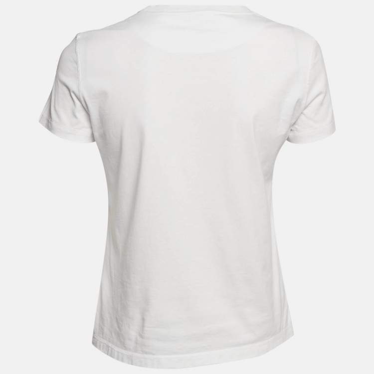 مملوكة مسبقًا Hermes White Cotton Embroidered Pocket T-Shirt S