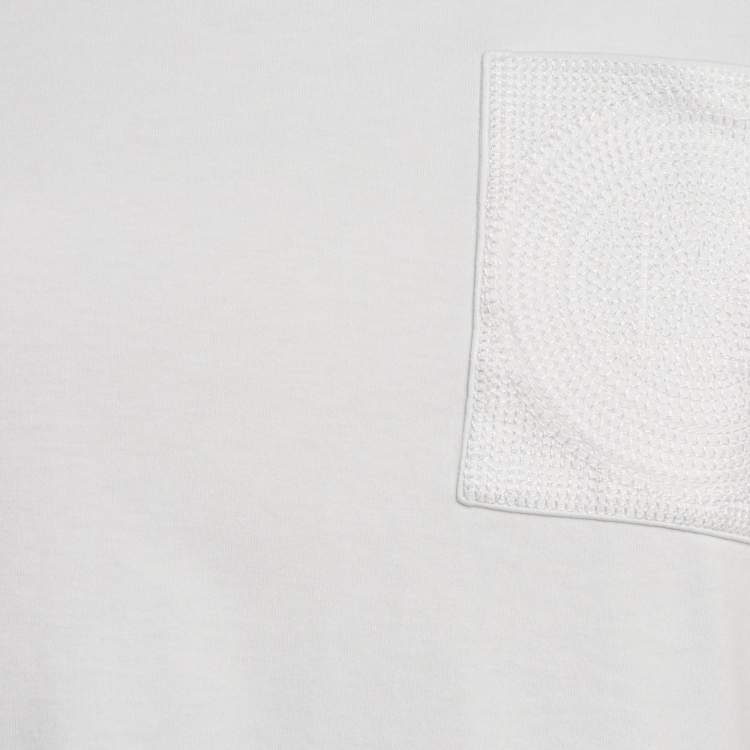 مملوكة مسبقًا Hermes White Cotton Embroidered Pocket T-Shirt S