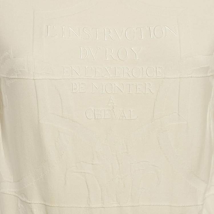 Pre Owned Hermes White Cotton Intarsia Silk Knit T-Shirt S