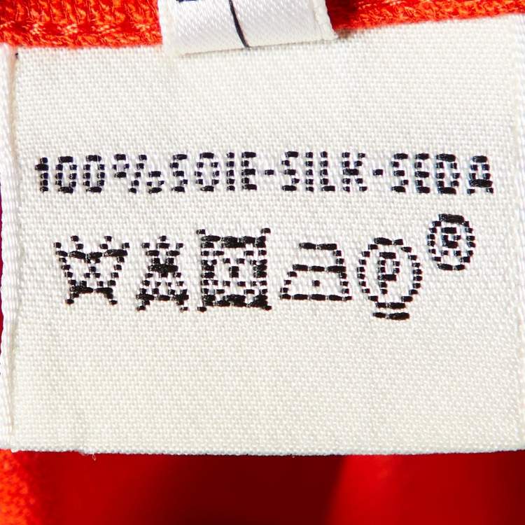 Pre Owned Hermes Bright Red Silk V-Neck Long Tunic Dress S