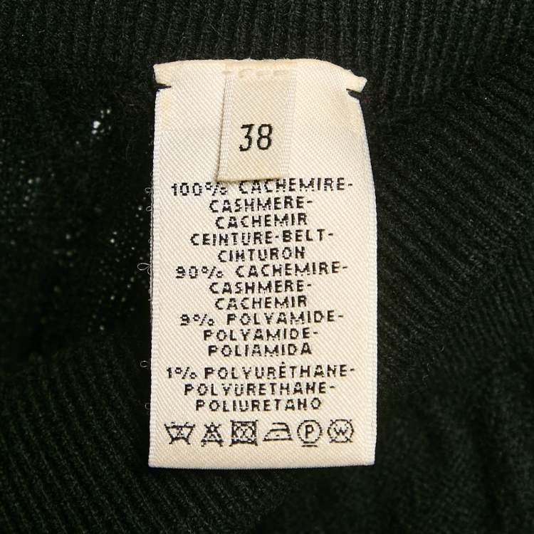 Pre Owned Hermes Black Patterned Cashmere Knit Pencil Skirt M