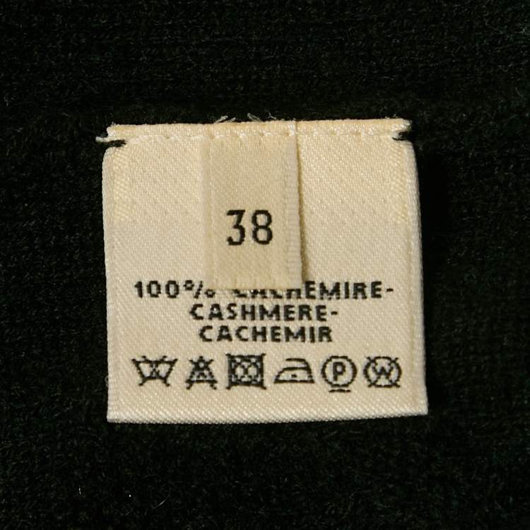 Pre Owned Hermes Black Horse Bit Jacquard Knit Cashmere Long Sleeve Sweater M