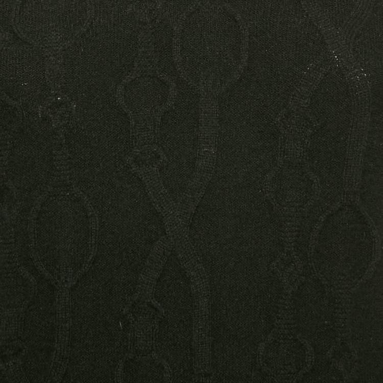 Pre Owned Hermes Black Horse Bit Jacquard Knit Cashmere Long Sleeve Sweater M