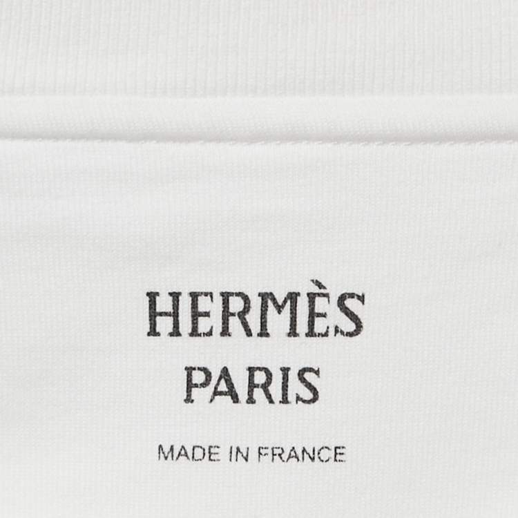 Pre Owned Hermès White Printed Cotton Mors a Jouets T-Shirt L