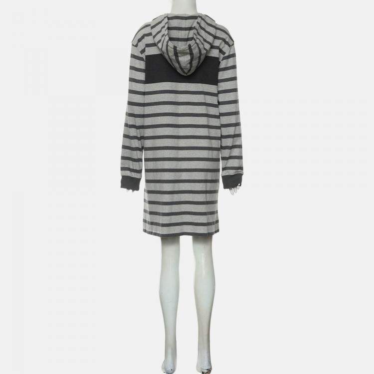 Pre Owned Hermes Stripes Printed Hoodie Dress M