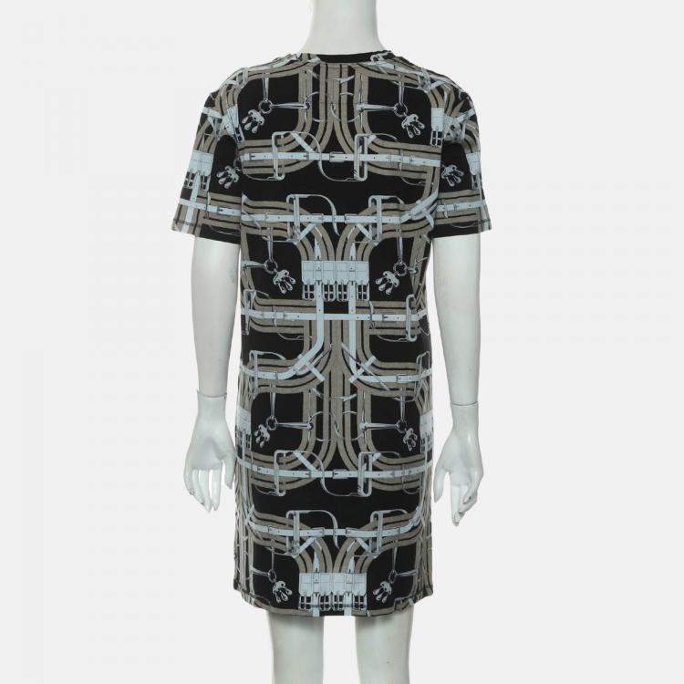 Pre Owned Hermes Grey Printed Dress