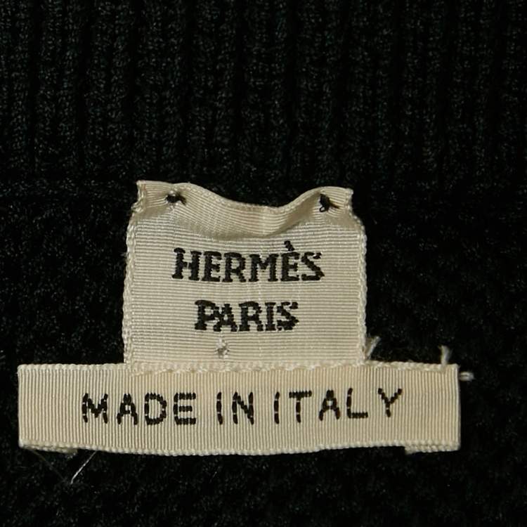 Pre Owned Hermès Black Rib Knit Off-Shoulder Top M