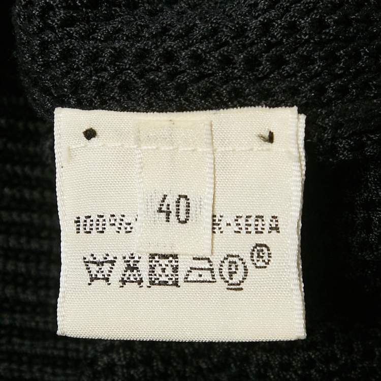 Pre Owned Hermès Black Rib Knit Off-Shoulder Top M