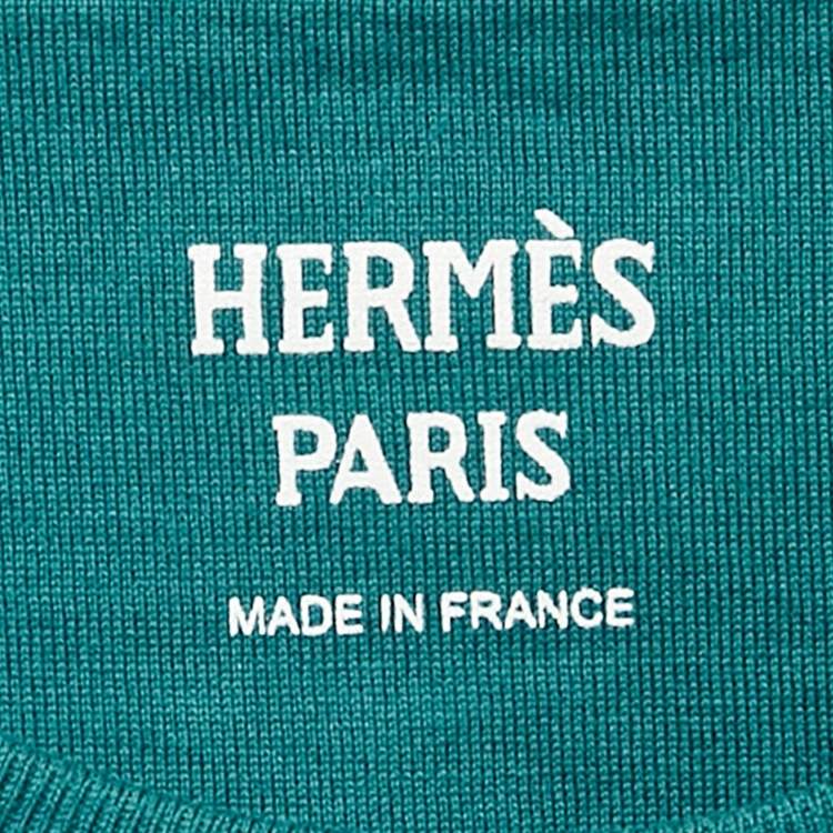 Pre Owned Hermes Green Cotton H Embroidered Pocket Detail T-Shirt M