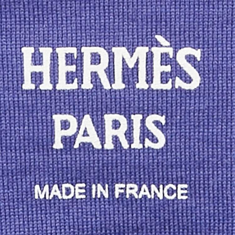 Pre Owned Hermes Purple Cotton H Embroidered Pocket T-Shirt M