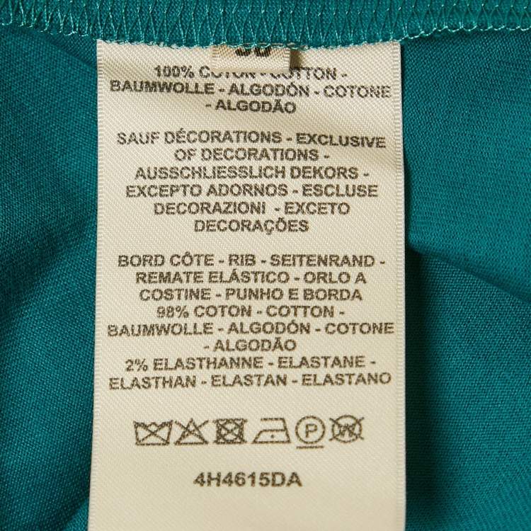 مملوكة مسبقًا Hermès Teal Green Jersey Embroidered Pocket T-Shirt M