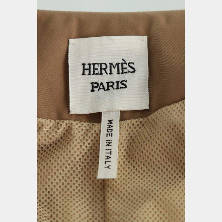 Pre Owned Hermes Beige Nomade Leather Crop Jacket M
