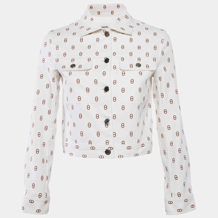 Pre Owned Hermès Off-White Printed Cotton Jacket S