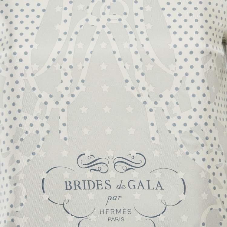 Pre Owned Hermès Light Blue Brides de Gala Print Silk and Wool Blend Twillaine Sweater S