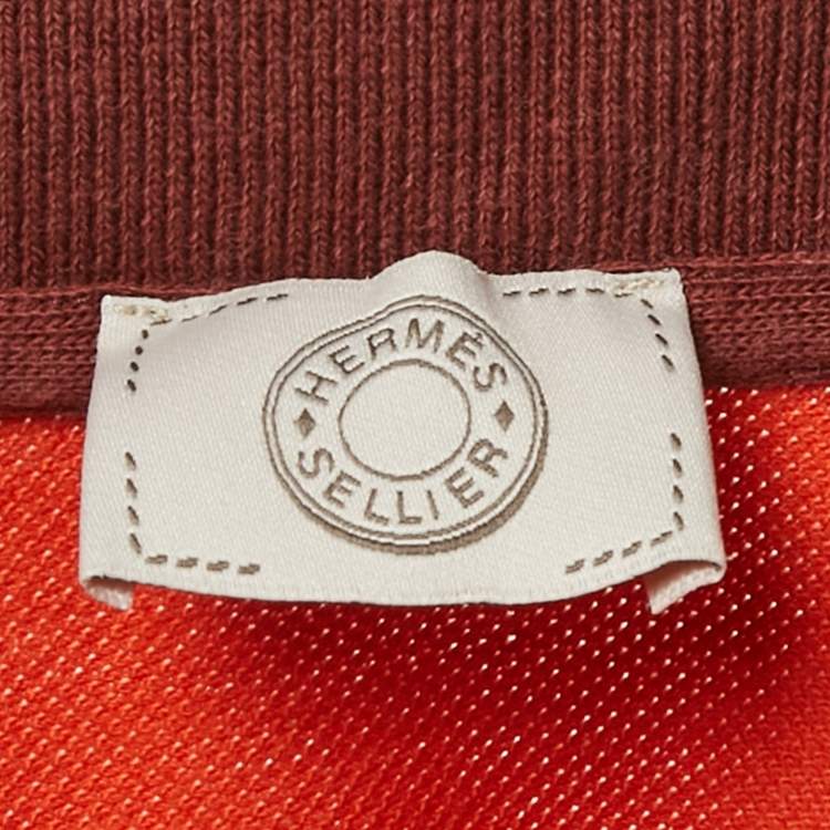 Pre Owned Hermes Orange Cotton Pique Polo T-Shirt S