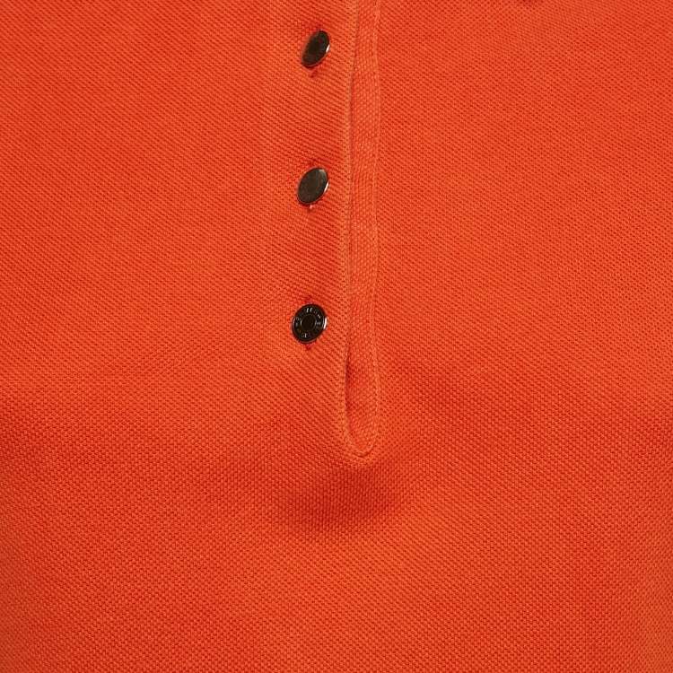 Pre Owned Hermes Orange Cotton Pique Polo T-Shirt S