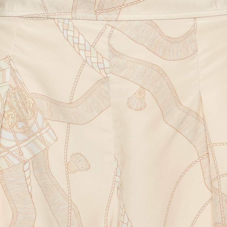 Pre Owned Hermes Pink Printed Silk Palazzo S 
